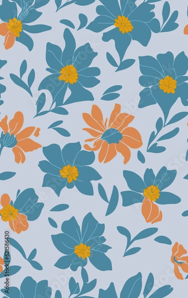Fototapeta Seamless floral pattern Created with generative AI