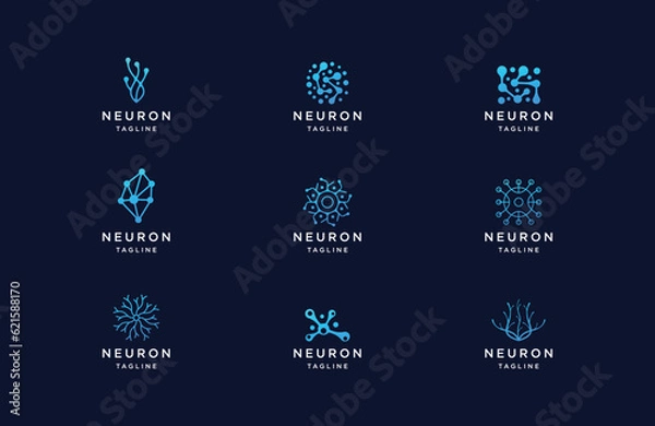 Fototapeta Set of neuron logo design template flat vector
