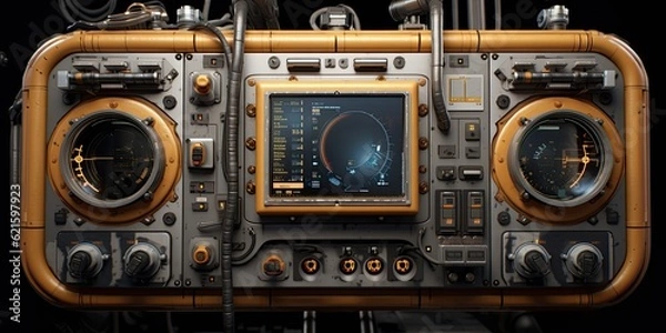 Fototapeta Futuristic HUD screen data hologram. Generative AI