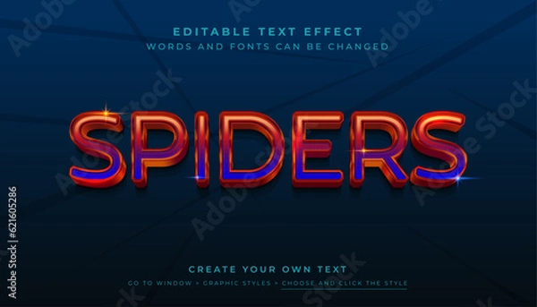 Obraz Premium Vector, Editable 3D copper bronze text effect. Shiny metallic spider graphic style