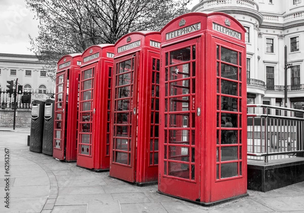Obraz Red Telephone Boxes, Westminster, London