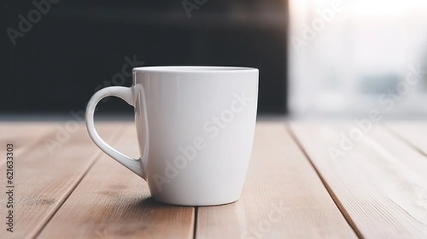 Fototapeta a white cup sitting on top of a table in white background