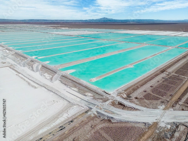Fototapeta Lithium fields in the Atacama desert in Chile, South America - a surreal landscape where batteries are born