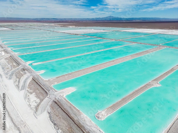 Fototapeta Lithium fields in the Atacama desert in Chile, South America - a surreal landscape where batteries are born