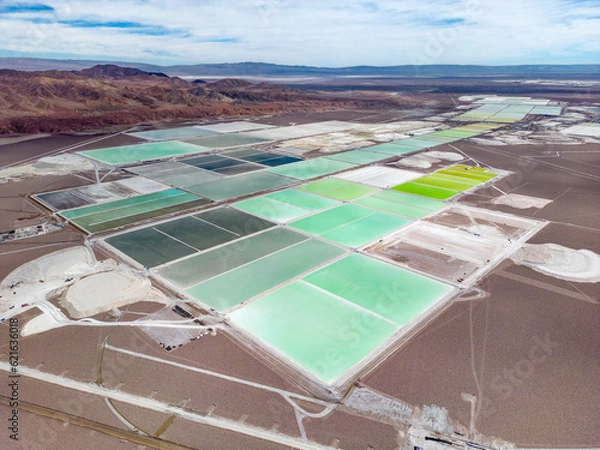 Fototapeta Lithium fields in the Atacama desert in Chile, South America - a surreal landscape where batteries are born