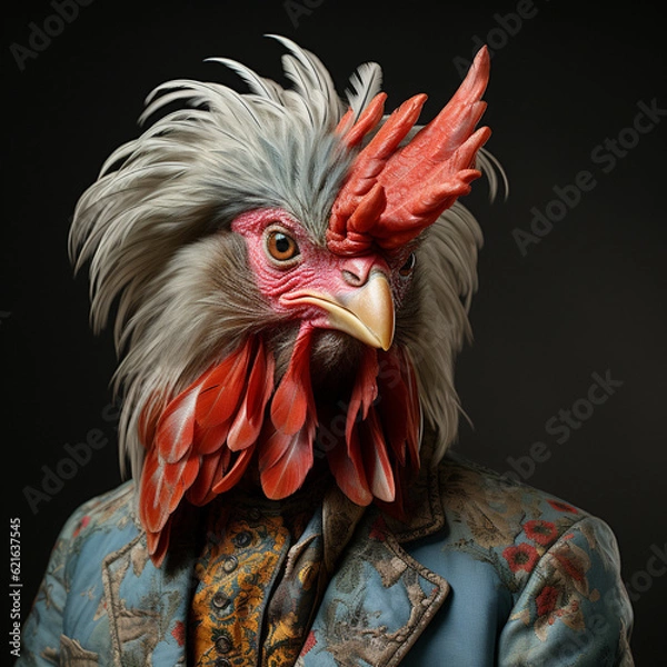 Fototapeta A chicken in a suit like a Boss concept