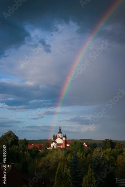 Obraz rainbow over the church