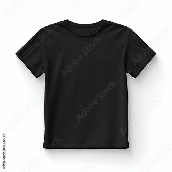 Obraz Black Blank T-shirt on White Background. Generative ai