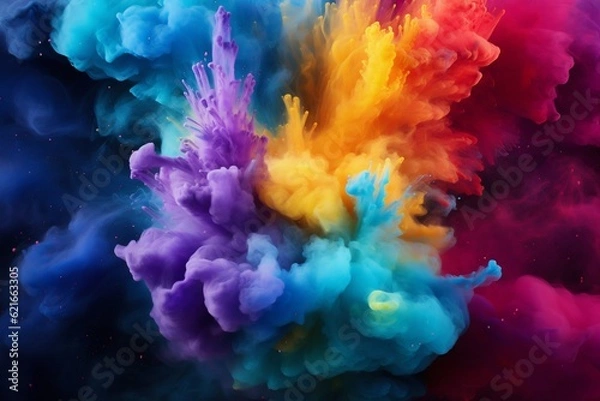 Obraz Explosion of Color Powder Background. Generative ai