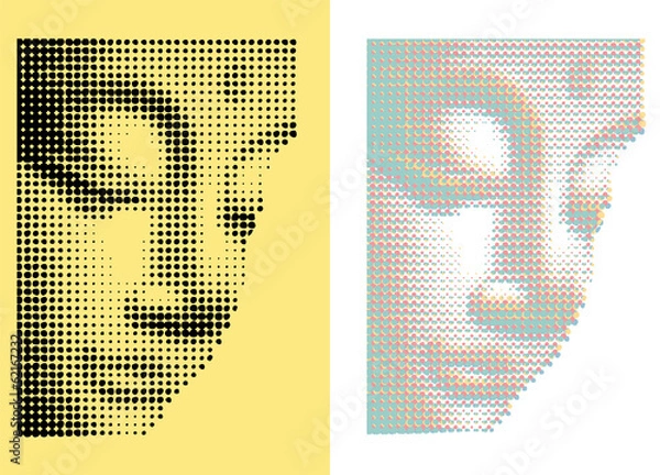 Fototapeta Buddha's face raster halftone mode