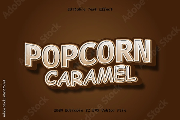 Obraz Popcorn Caramel Editable Text Effect 3d Emboss Cartoon Gradient Style