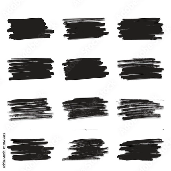 Fototapeta black paint brush hand stroke