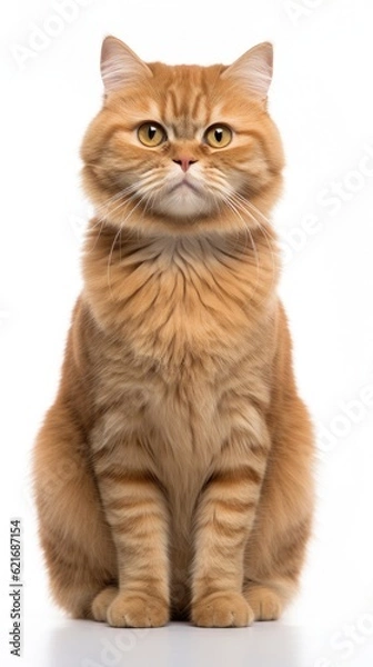 Obraz an orange cat sitting on a white background