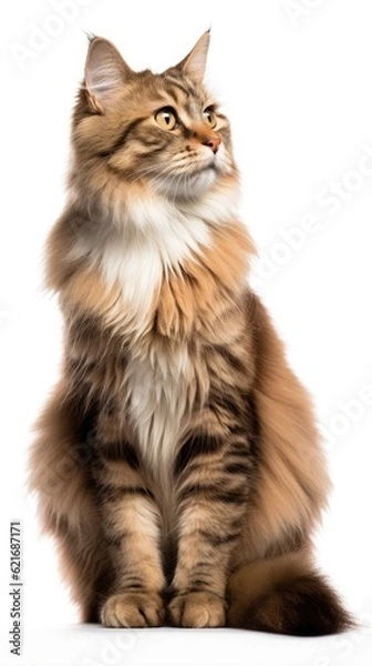 Obraz Manx cat sitting on white background