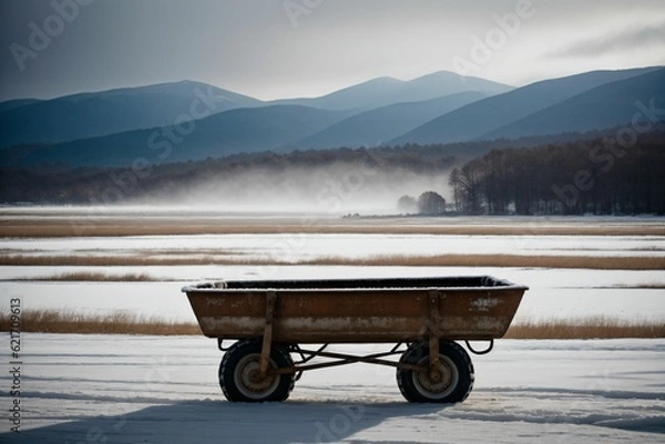 Obraz Frost on a forgotten wheelbarrow