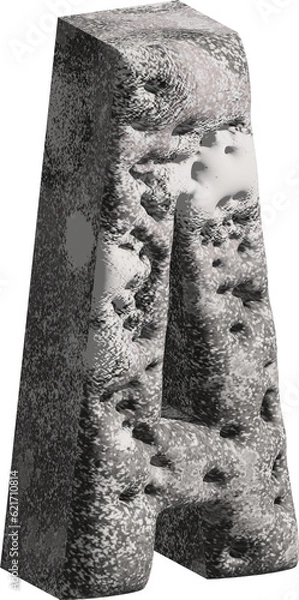 Fototapeta  3d stone letter A with a rough textured background png.