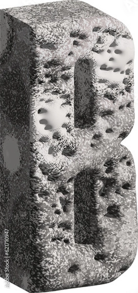 Fototapeta  3d stone letter B with a rough textured background png.
