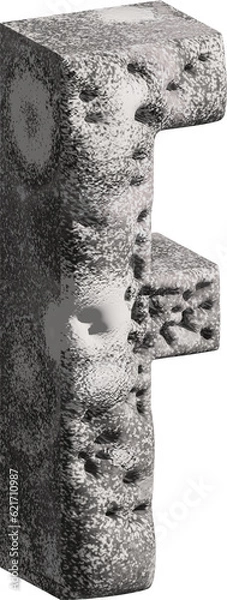 Fototapeta  3d stone letter F with a rough textured background png.