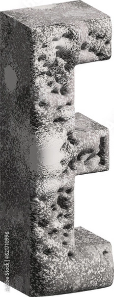 Fototapeta  3d stone letter E with a rough textured background png.