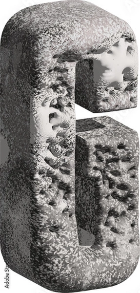 Fototapeta  3d stone letter G with a rough textured background png.