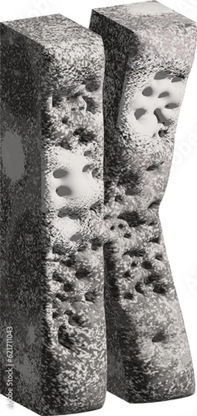 Fototapeta  3d stone letter K with a rough textured background png.