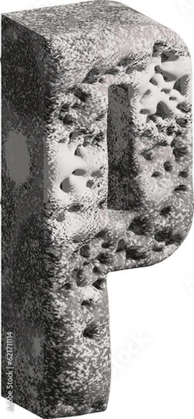 Fototapeta  3d stone letter P with a rough textured background png.