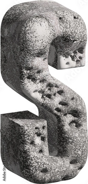 Fototapeta  3d stone letter S with a rough textured background png.