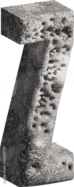 Fototapeta  3d stone letter Z with a rough textured background png.