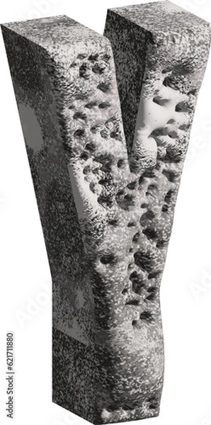 Fototapeta  3d stone letter Y with a rough textured background png.