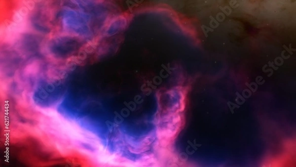 Fototapeta nebula gas cloud in deep outer space, science fiction illustration, colorful space background with stars 3d render
