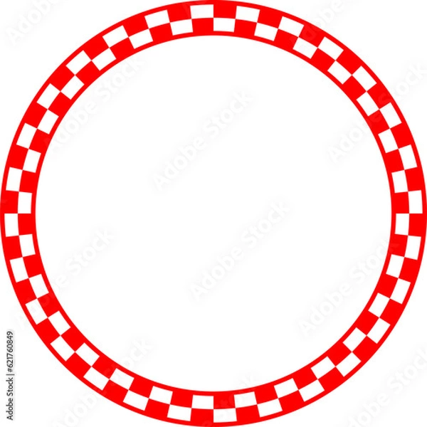 Obraz Red and white checkered circle  vector illustration