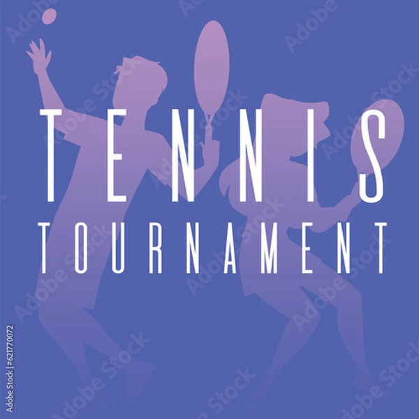 Fototapeta Squared banner about tennis tournament flat style, vector illustration