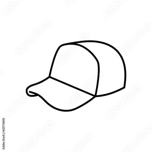 Fototapeta Trucker Hat, Baseball Cap Outline Vector Icon Illustration