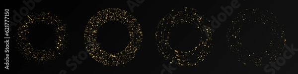Fototapeta Abstract gold glowing halftone dotted background