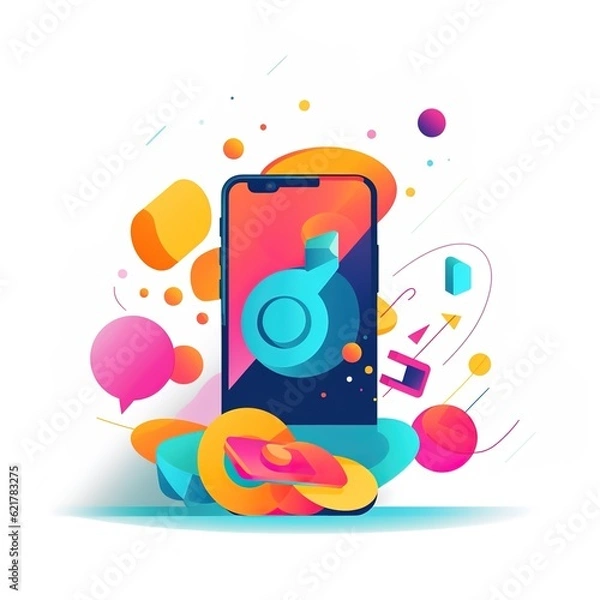 Fototapeta The concept of mobile phone and personal data protection.illustration