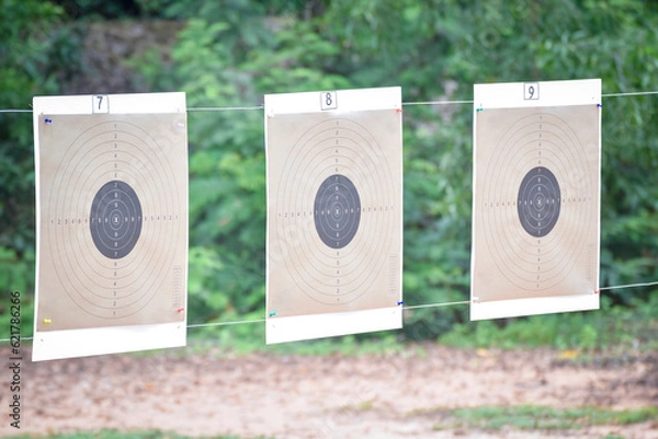 Obraz A target sheet set for shooters in the shooting range.