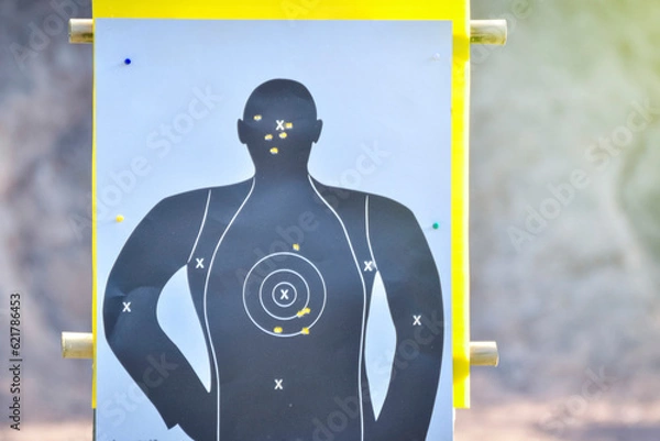 Obraz Hole in the gun shooting training target from shooter shooter.
