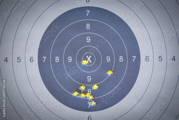 Obraz Hole in the gun shooting training target from shooter shooter.
