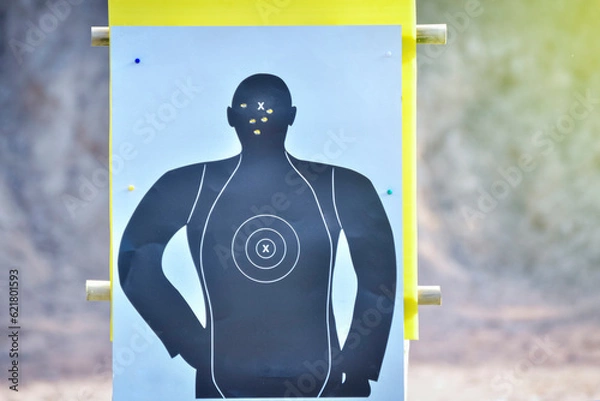 Obraz Hole in the gun shooting training target from shooter shooter.
