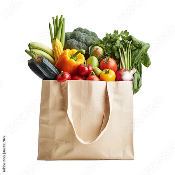 Fototapeta reusable bag with groceries
