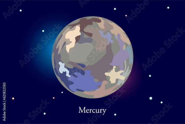 Fototapeta illustration of the planet Mercury, vector Mercury in a space background.