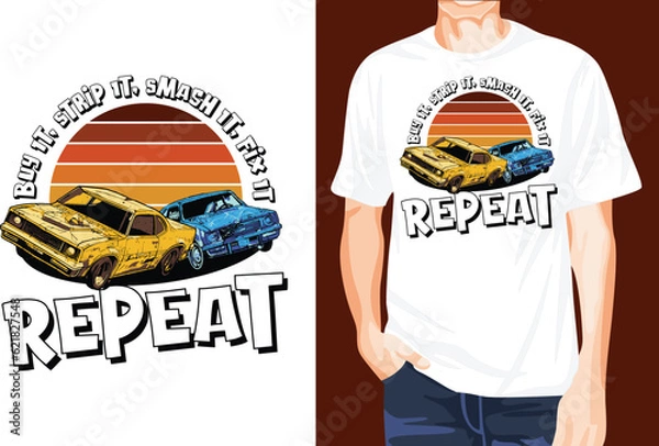 Fototapeta Car racing t-shirt design 