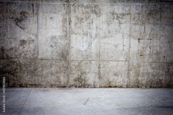 Fototapeta Grungy concrete wall and floor as background