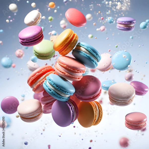 Fototapeta Sweet Pastel Colored Macarons