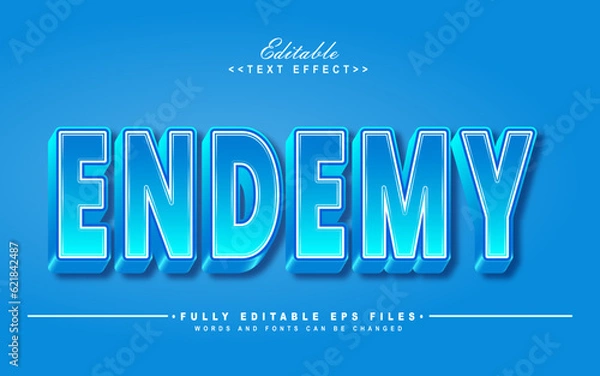 Obraz editable blue 3d endemy text effect.typhography logo