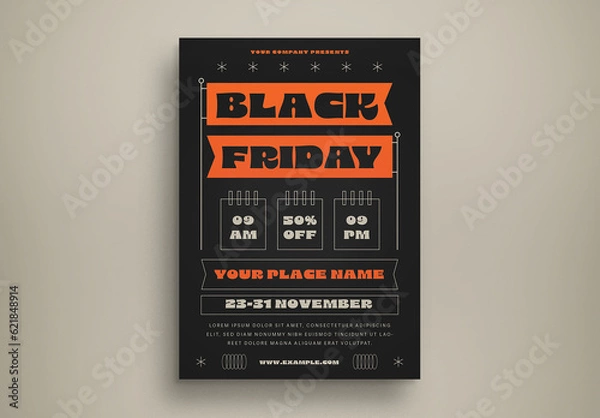 Obraz Orange Flat Design Black Friday Flyer Layout
