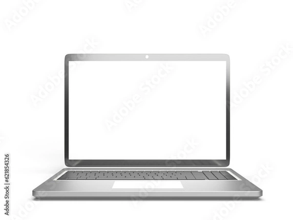 Fototapeta realistic grey metallic laptop mockup 3d render empty screen design elements graphic resources 