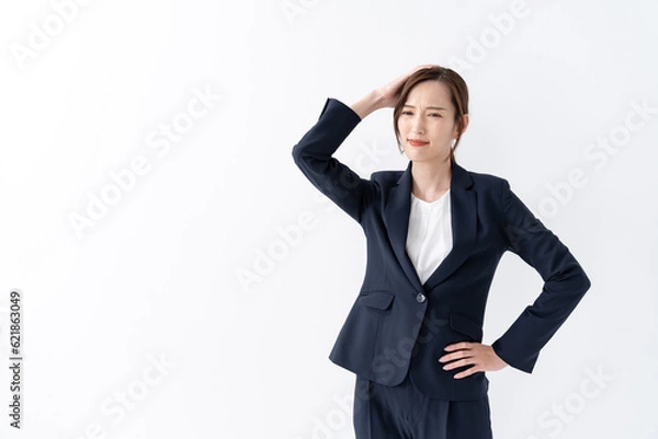 Fototapeta 頭を抱える日本人女性