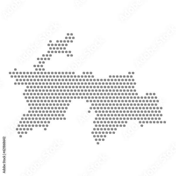 Fototapeta Map of the country of Tajikistan with football soccer icons on a white background