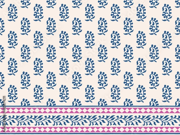 Obraz PAISLEY FLORAL SEAMLESS PATTERN ALL OVER PRINT WITH BORDER VECTOR ILLUSTRATION